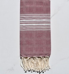 Fouta thalasso amarante foncé avec motifs bleu fumée 