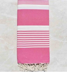 Jeté rose bonbon 2m*2m Fouta Tunisia - 1 2