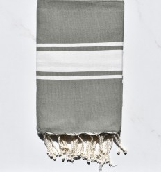 Fouta Plate vert militaire bande blanche 
