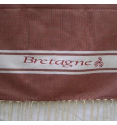 fouta brodée Bretagne rouge brique 