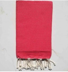 Fouta nid d'abeille unie couleur rose bonbon Fouta Tunisia - 1 2