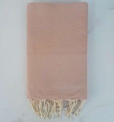 FOUTA nid d'abeille unie rose ocre 