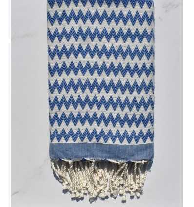 Fouta zigzag bleu électrique