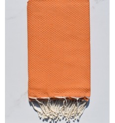 Fouta nid d'abeille unie orange 