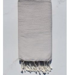 Fouta nid d'abeille unie taupe pale 