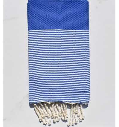 Fouta nid d'abeille bleu 