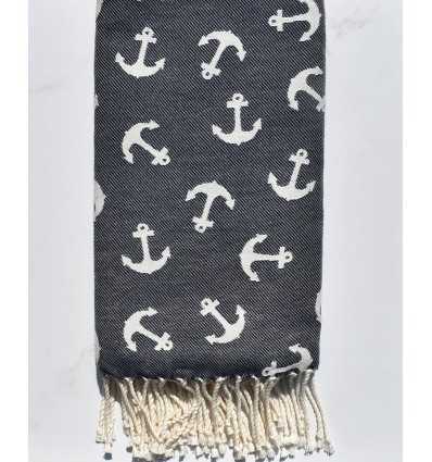 Fouta jacquard Ancre bleu nuit 