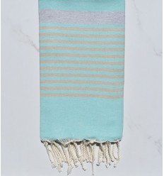 Fouta arthur turquoise, gris et beige 