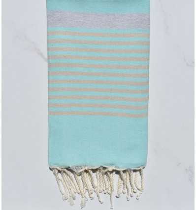 Fouta arthur turquoise, gris et beige