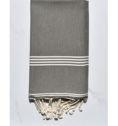 Fouta plate vert militaire et blanc crème 