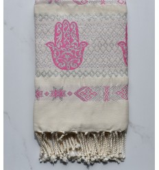 Fouta khomsa rose moyen 