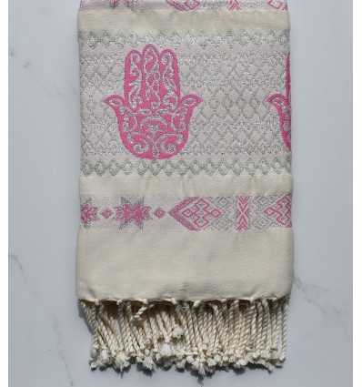 Fouta khomsa rose moyen