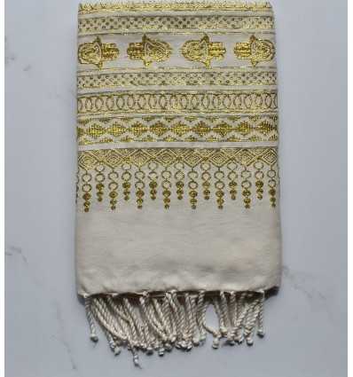 Fouta khomsa jaune doré