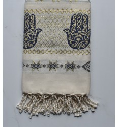 Fouta khomsa bleu marine 