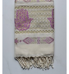 Fouta khomsa héliotrope 