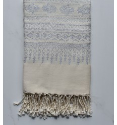 Fouta khomsa blanc crème 