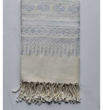 Fouta khomsa blanc crème