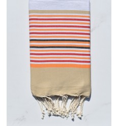 Fouta 5 couleurs gris clair, beige, orange, rouge et anthracite 
