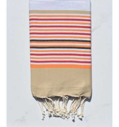 Fouta 5 couleurs gris clair, beige, orange, rouge et anthracite