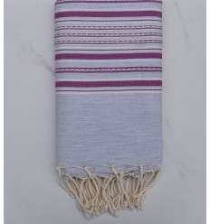 Fouta arabesque gris clair et mauve byzantin 