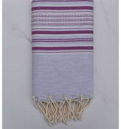 Fouta arabesque gris clair et mauve byzantin