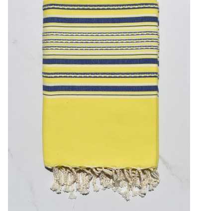 Fouta arabesque jaune fluo et bleu