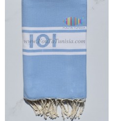 Fouta avec broderie couleur bleu ciel 