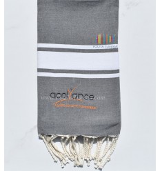 Fouta gris orage broderie acolyance 