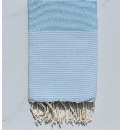 Fouta nid d'abeille bleu pastel