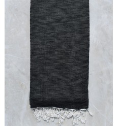 Jeté flammé gris noir Fouta Tunisia - 1 2