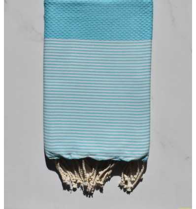 Fouta nid d'abeille bleu cyan