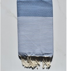 Fouta nid d'abeille bleu bleuet 
