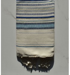 Fouta fadhila bleu et blanc crème avec lurex  2