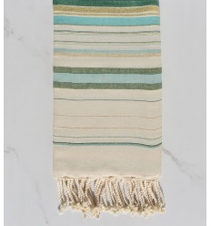 Fouta fadhila vert et blanc crème avec lurex  2