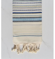 Fouta fadhila bleu et blanc crème avec lurex 
