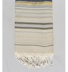 Fouta fadhila gris et blanc crème avec lurex 