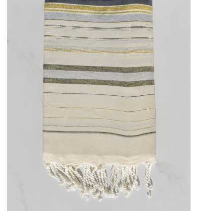 Fouta fadhila gris et blanc crème avec lurex