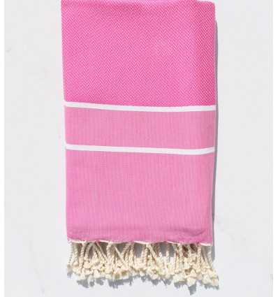 Fouta chevron rose bonbon