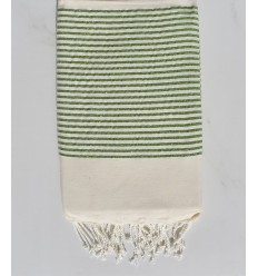 Fouta plate blanc cassé avec lurex vert clair 