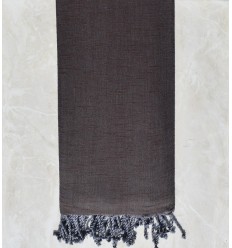 Jeté flammé marron foncé chaînes gris 