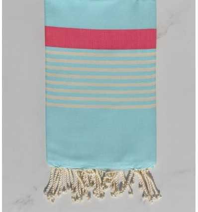 Fouta artur bleu azurin et rose