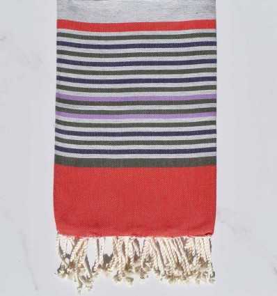 Fouta 5 couleurs gris, rouge, vert militaire, violet et parme