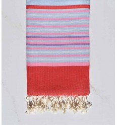 Fouta 5 couleurs rouge, rose clair, bleu pale, gris clair et violet 