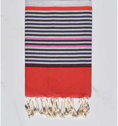 Fouta 5 couleurs gris, colombin, indigo, rose et rouge