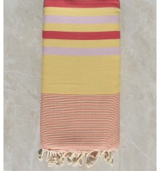 Jeté chevron jaune, rose foncé et rose bébé 