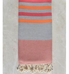 Jeté chevron gris, rose et orange 