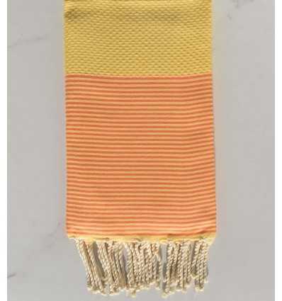 Fouta jaune soleil rayée orangé