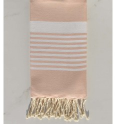 Fouta arthur rose bisque rayée blanc 