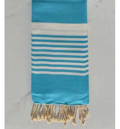Fouta arthur bleu azur avec rayures 