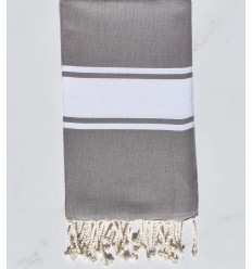 Fouta Plate taupe avec rayures 